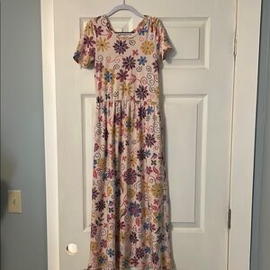 Dot Dot Smile Pink Casual Sundress Short Sleeve Crew Neck